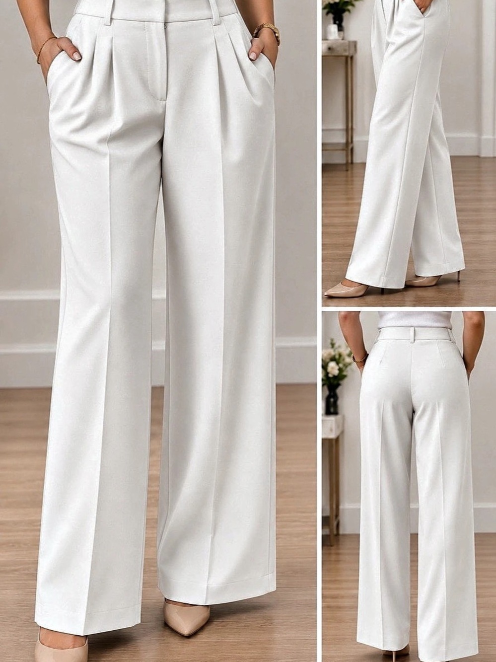Aritzia The Effortless Pant Wide Leg Pants in White Size 6